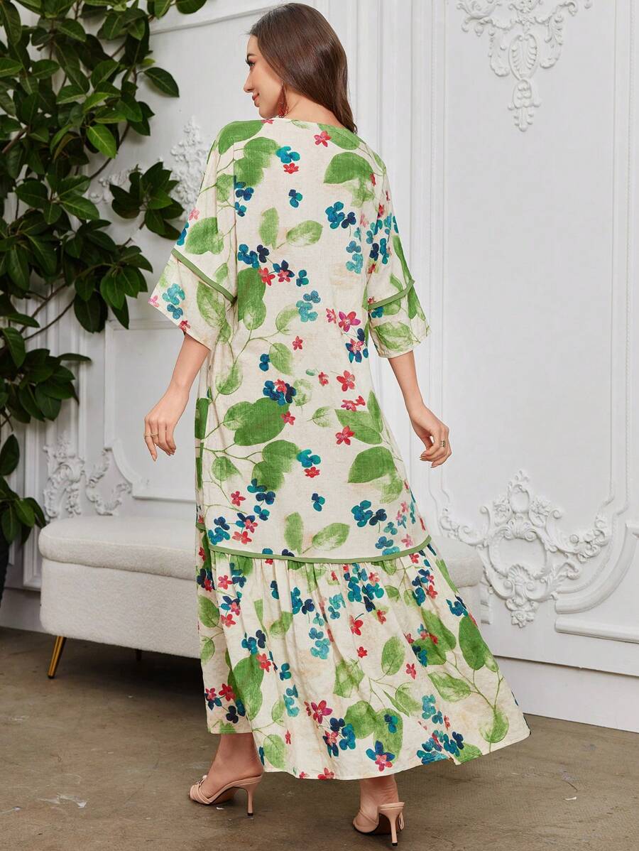 Norivelle - Vestido com Babados e Estampa Floral