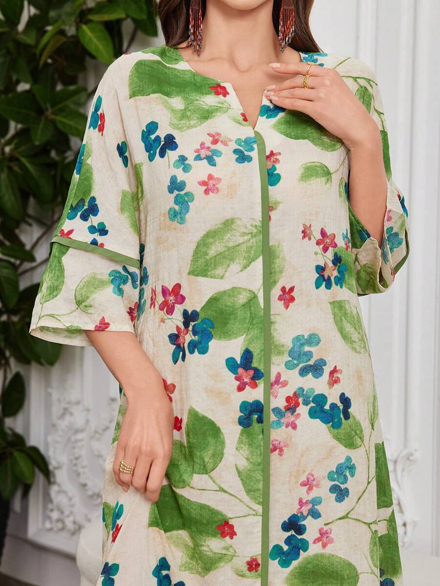 Norivelle - Vestido com Babados e Estampa Floral