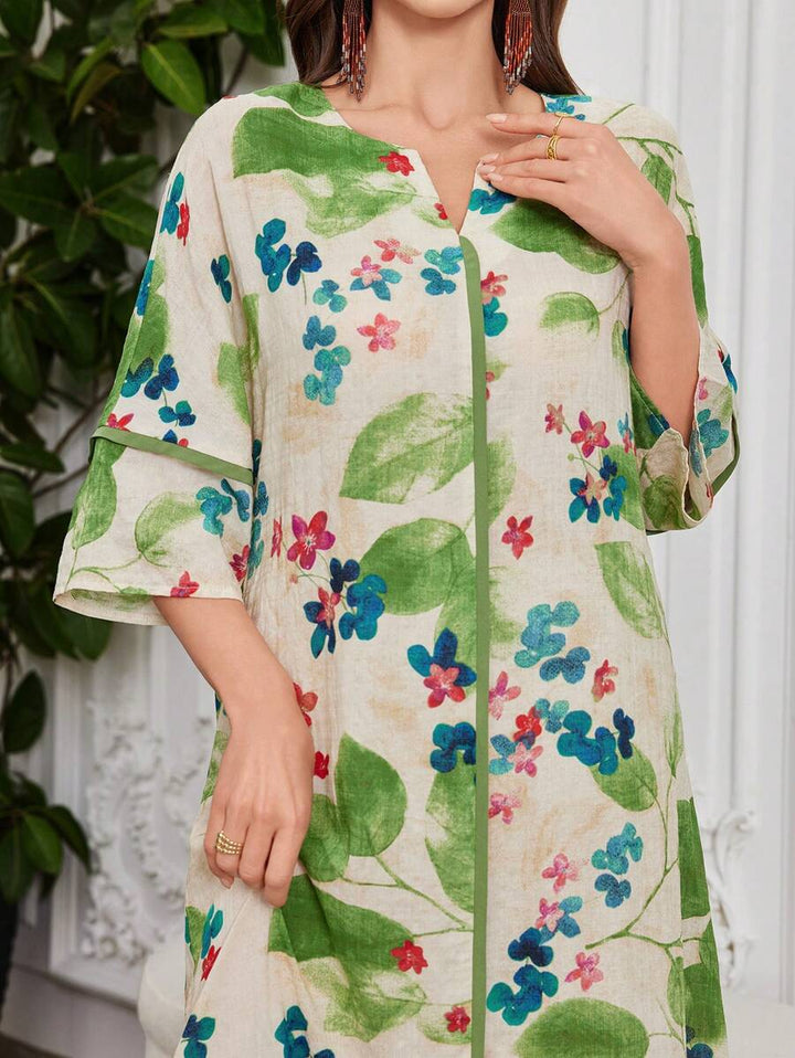 Norivelle - Vestido com Babados e Estampa Floral