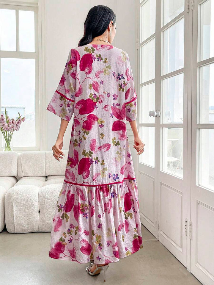 Norivelle - Vestido com Babados e Estampa Floral