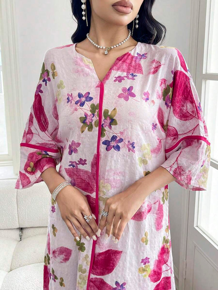 Norivelle - Vestido com Babados e Estampa Floral