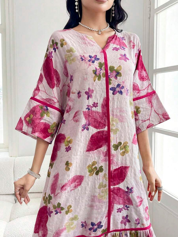 Norivelle - Vestido com Babados e Estampa Floral