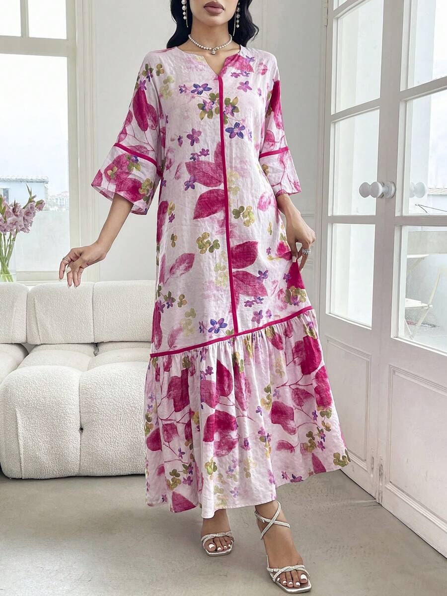 Norivelle - Vestido com Babados e Estampa Floral