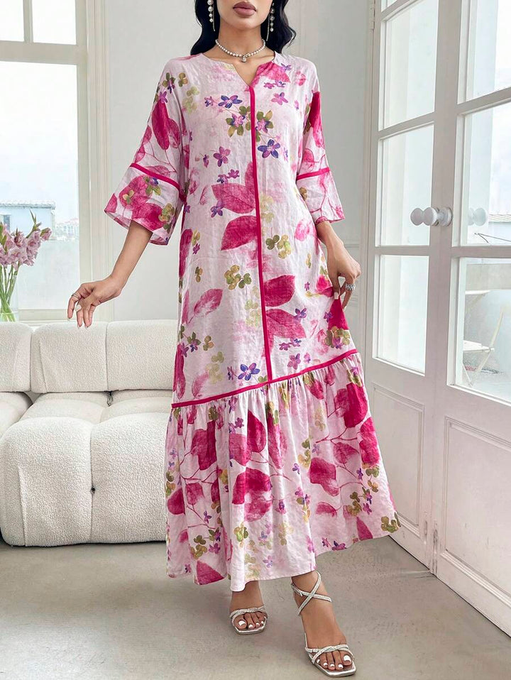 Norivelle - Vestido com Babados e Estampa Floral