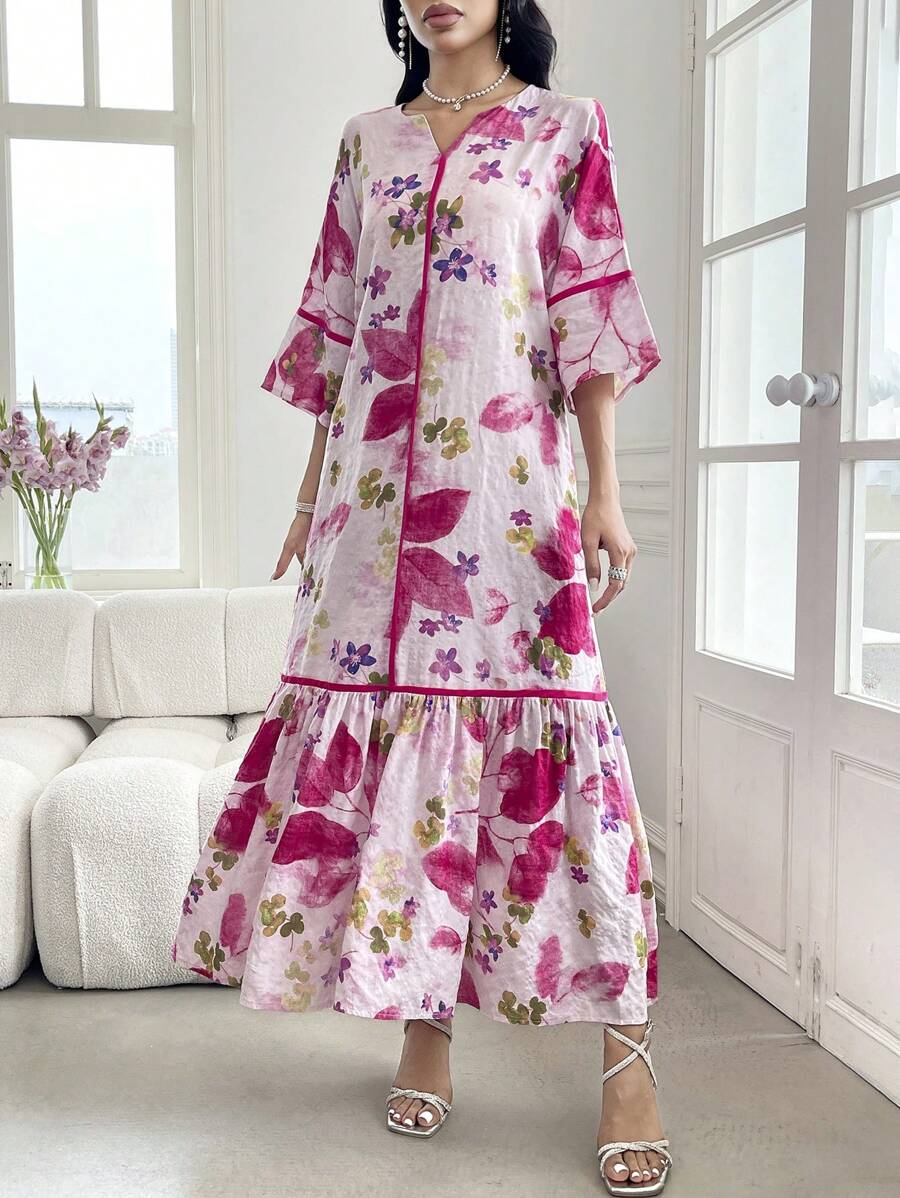 Norivelle - Vestido com Babados e Estampa Floral