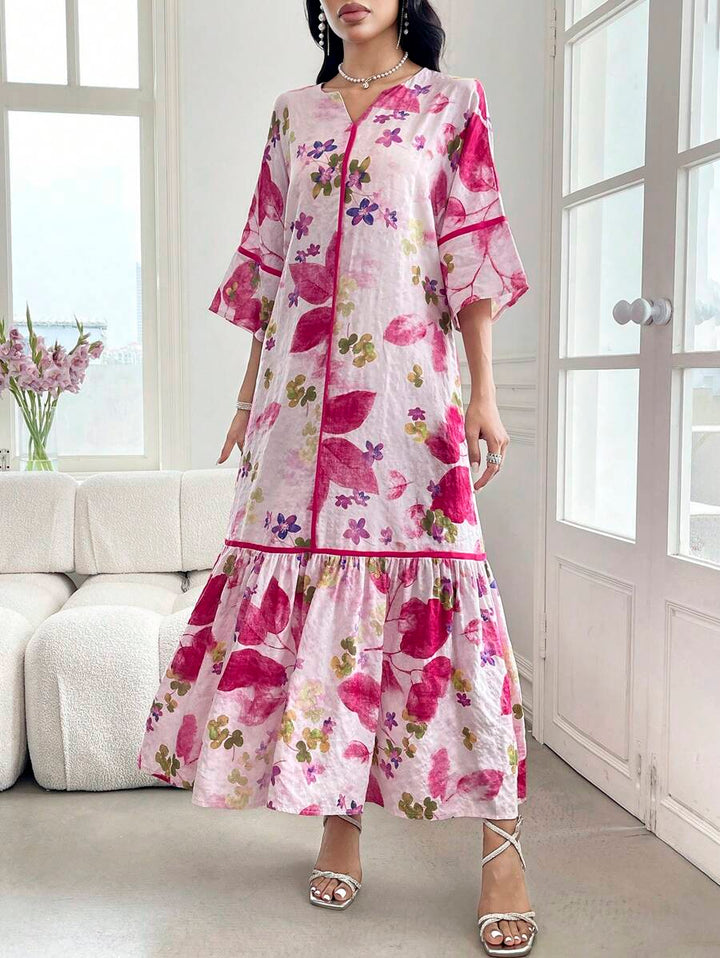 Norivelle - Vestido com Babados e Estampa Floral