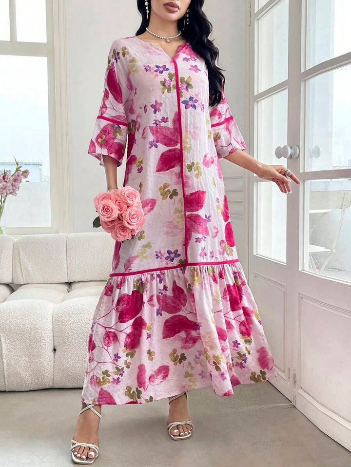 Norivelle - Vestido com Babados e Estampa Floral