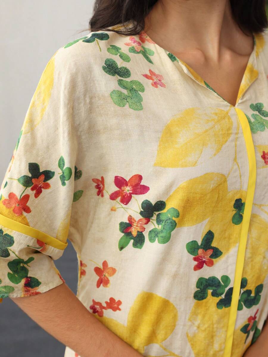 Norivelle - Vestido com Babados e Estampa Floral