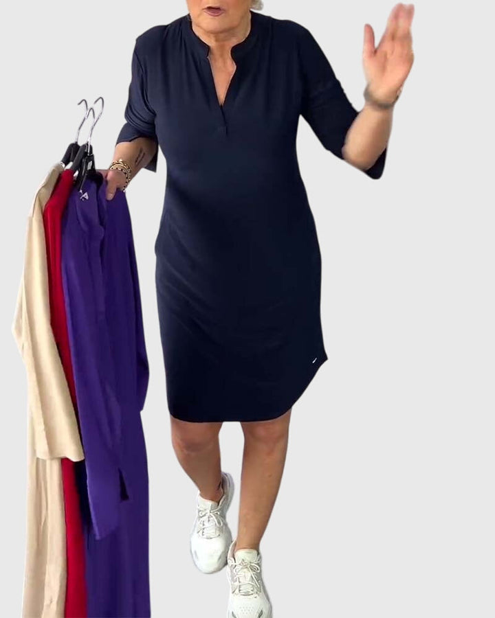 Alenya - Solid V Neck Dress