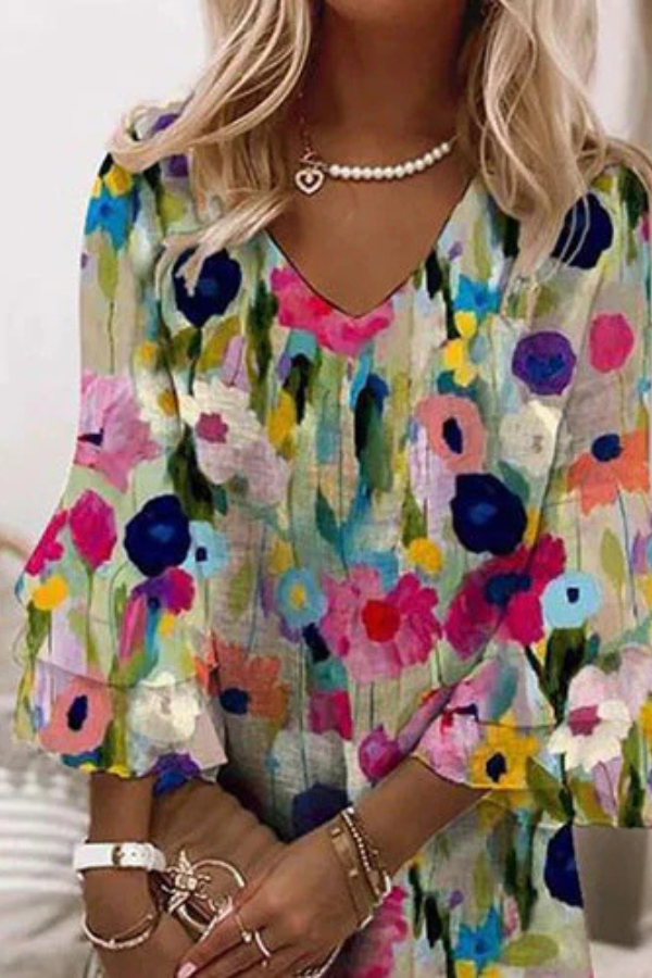 Juliette - Floral V Neck Dress