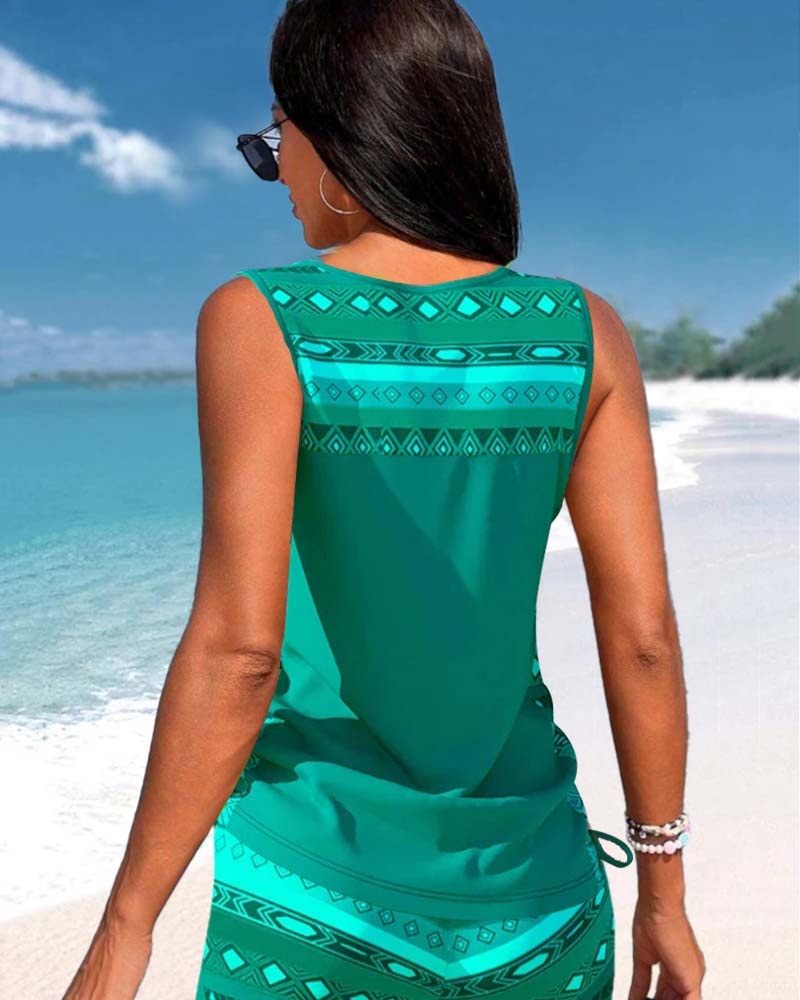 Jovilisse - Tankini com estampa geométrica