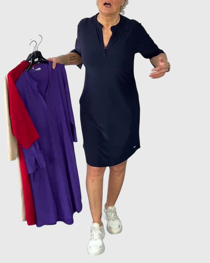 Alenya - Solid V Neck Dress