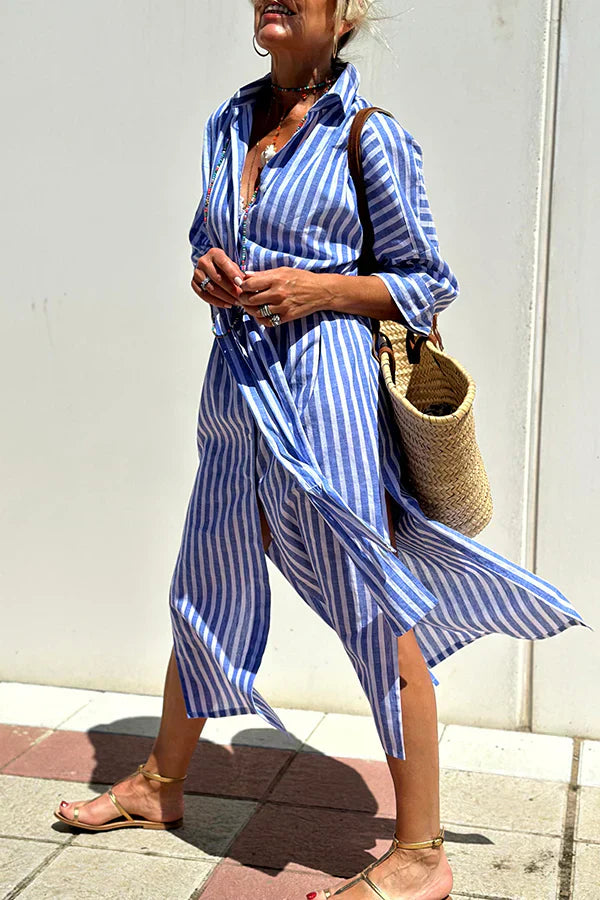 Jasmine - Classic Striped Shirt Dress