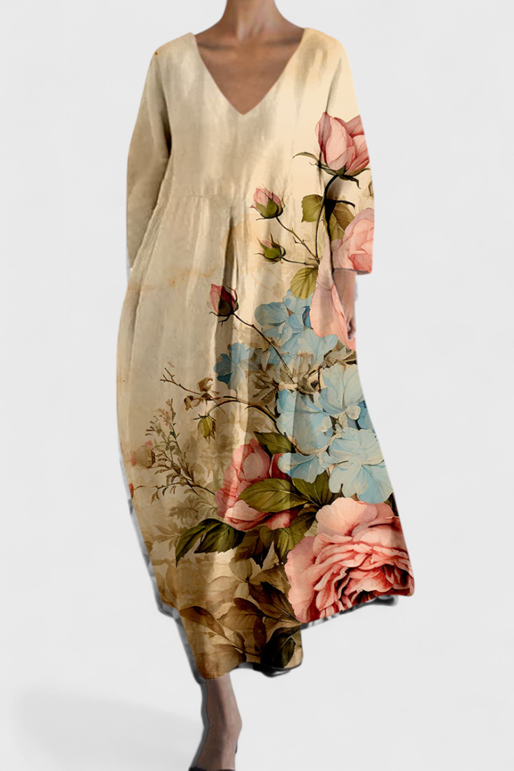 Ilani - Comfortable V neck Dress