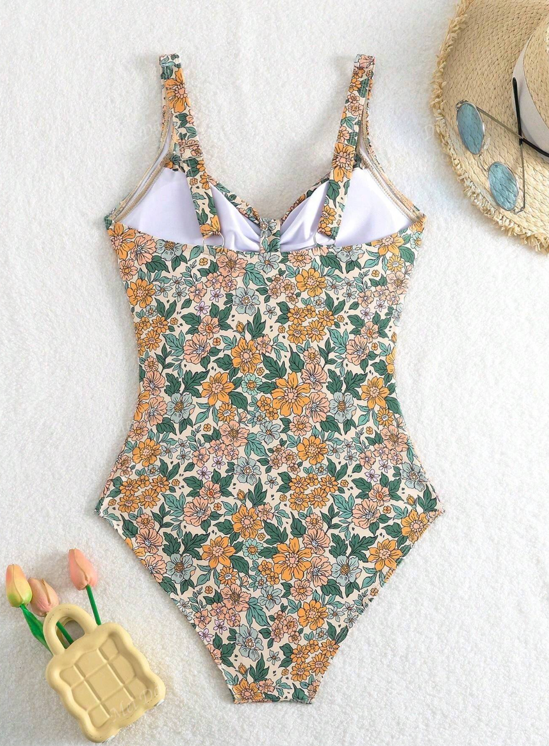Melanisse - Maiô com estampa floral e decote halter