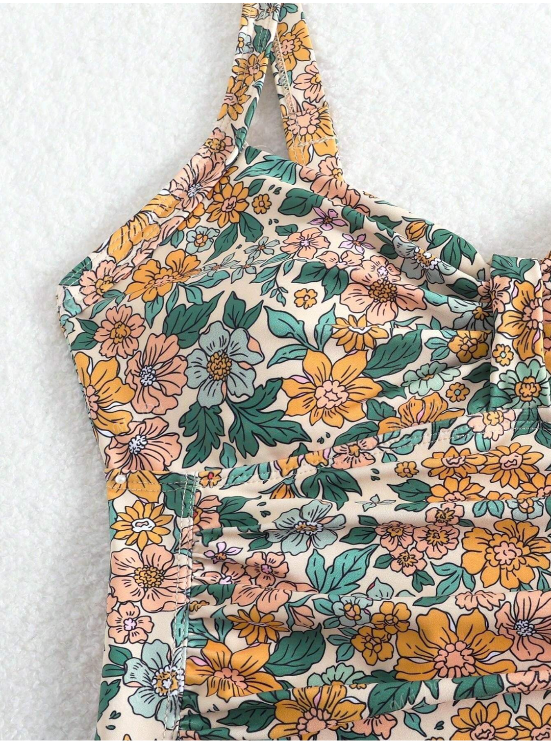 Melanisse - Maiô com estampa floral e decote halter