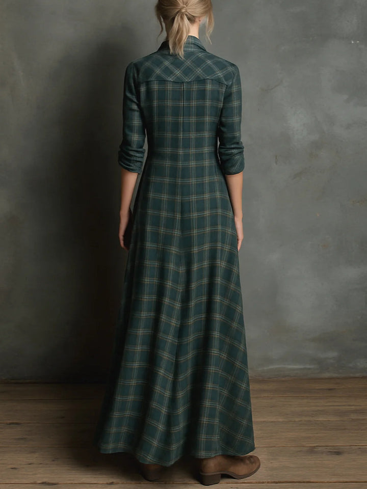 Isola - Long green plaid dress
