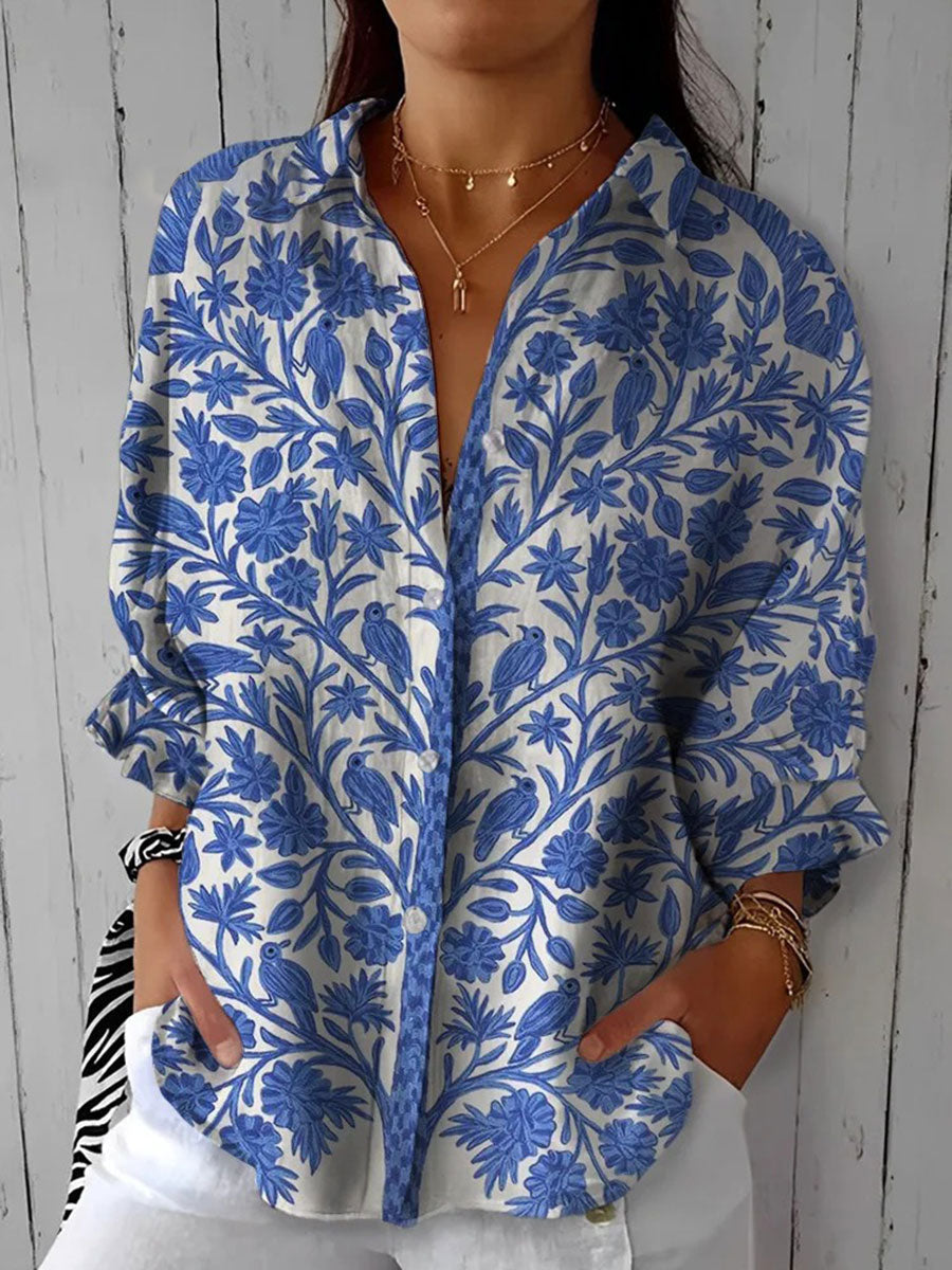 Kariane - Blusa Azul Jardim