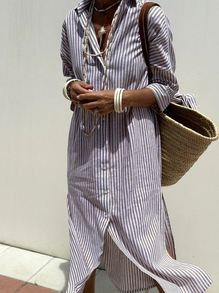 Jasmine - Classic Striped Shirt Dress