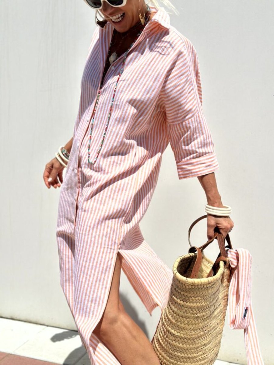 Jasmine - Classic Striped Shirt Dress