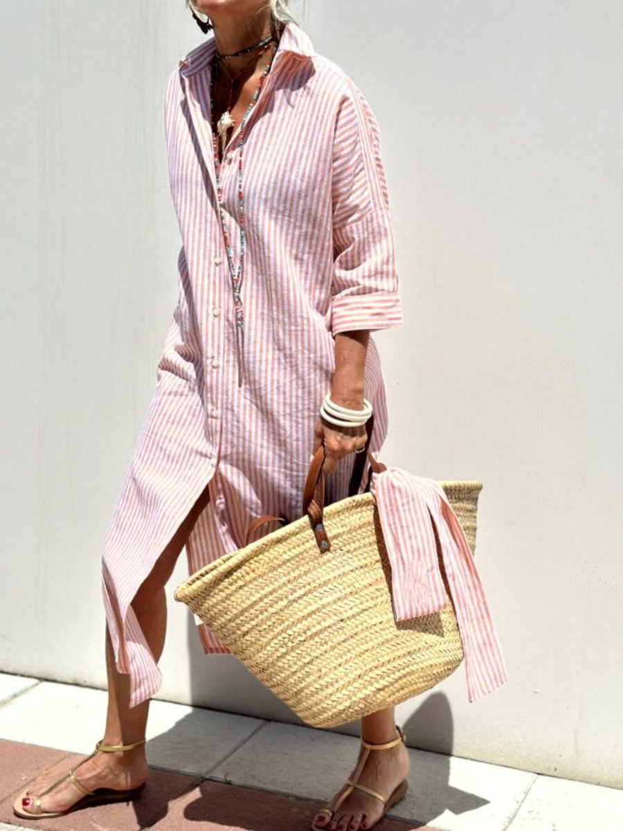 Jasmine - Classic Striped Shirt Dress